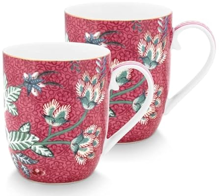 PIP STUDIO 51002327 Flower Festival Henkelbecher dark pink 145 ml Set2