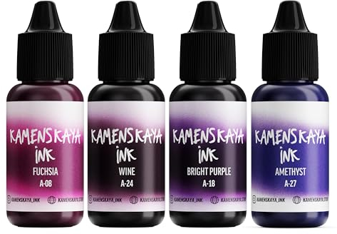 KAMENSKAYA Alcohol Ink Set #12: Farbkombination von Alkoholtinten, 4 Stück. Je 15 ml