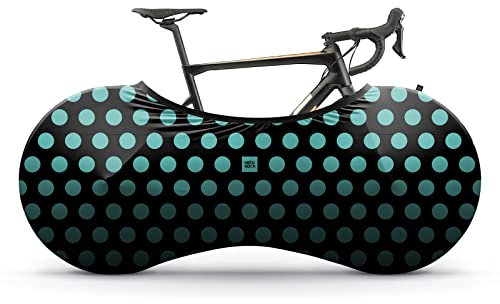Velo Sock Bicycle Indoor Cover for Storage and Transportation, Stretchy Dirt Proof Fabric, Bike Travel Protection Cover, Multiple Designs, Stylish Accessory for Adult Bike - Polka Dots