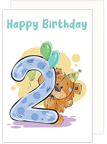 Edition Seidel Premium Geburtstagskarte zum 2. Geburtstag mit Umschlag. Kindergeburtstag Glückwunschkarte Billet Happy Birthday Junge Mädchen (G3373 SW023)