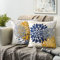 Dekor Pillow Covers 50x50 Kissenbezug Navy Blau Gelb Dekokisse Kissenhüllen Blumen Kissenhülle Elegant Leinen Abstraktgeometrisch Dahlie Kissenbezüge Passend Für Zuhause Sofa Couch Kissen，2er Set