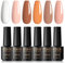 ROSALIND Smalto Semipermanente, 6 Colori Mini Smalti Semipermanenti per Unghie Bianco Rosa Marrone Arancia Gel Unghie UV/LED Kit Nail Polish Manicure Regalo di San Valentino