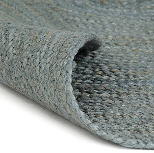 INLIFE Teppich Handgefertigt Jute Rund 180 cm Olivgrün,6.6kg,343599