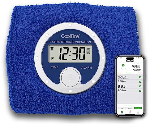 Coolfire - Vibrationswecker Schweißband, geräuschloses Wake Yourself Up Armband Vibrationsalarm Uhr für Paare, Studenten, einfach einzustellen, benutzerfreundliche App, Hörgeschädigte, USB aufladbar,