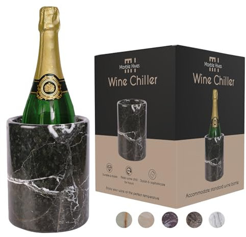 Marble Hives Marble Wine Chiller- Premium Wine Chiller Bucket- Perfect Wine Bottle Chiller- Keep Your Champagne Chiller and Safe- Easily Holds 750ml Bottle - Wine Cooler (Black)