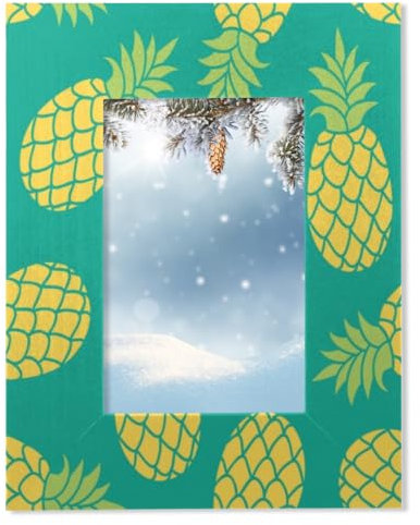 Pretty Tropical Ananas Bilderrahmen für Tischdekoration, Wandmontage, Holz-Bilderrahmen, passend für 10,2 x 15,2 cm oder 8,9 x 12,7 cm große Bilder für Zuhause, Büro, Dekoration, Foto-Display,