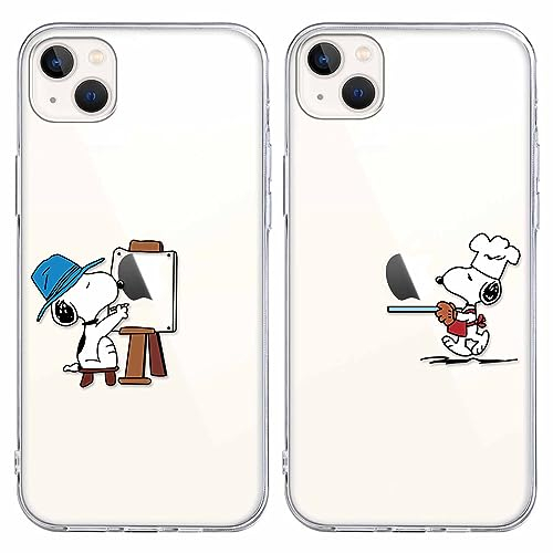 nurkorki [2 Stück Handyhülle für iPhone 13 iPhone 14 Hülle 6,1,Transparent Silikon TPU Schutzhülle mit Cartoon Chic Lustig Anime Muster Stoßfest Hüllen(für iPhone 13 iPhone 14),Karikatur 2