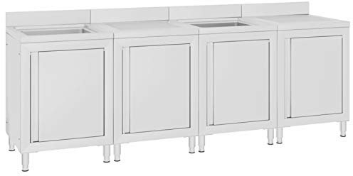 Homgoday Küchenschrank mit Waschbecken aus Edelstahl, 240 x 60 x 96 cm, Möbel für Haus, Innen- und Außenbereich, Wohnzimmer, Schlafzimmer