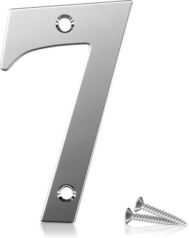 Bwintech 1 Pcs 75mm Height (3 Inch) Chrome Bolted Door Number 7 Stainless Steel 304 House Number, Suitable For Front,Wooden, Composite,UPVC Door