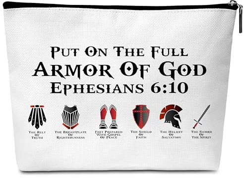 GREOXG Christliche Make-up-Tasche, 2, Weiss/opulenter Garten, Rüstung Gottes