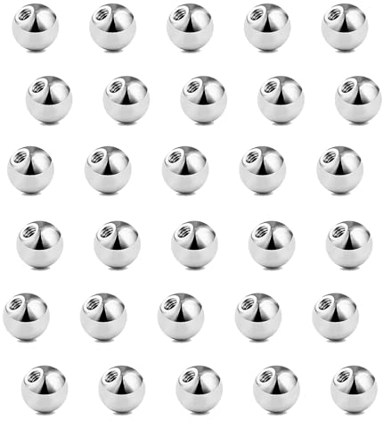 Besyvvin 30er Piercing Kugel Ersatzkugel 4mm Chirurgenstahl Silber Schraubkugel für Gewinde 1,2mm Piercing Lippe Nase Septum