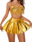 Avidlove Damen Dessous Set Latex Sexy Unterwäsche Leder Babydoll Reizwäsche Clubwear Outfit Frauen Fransen BH Mit Minirock Set Gold M