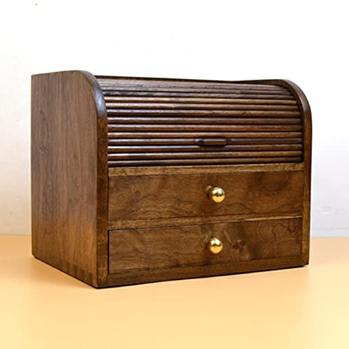 Wood Pen Box, 20 Pen Organizer Box, Luxury Fountain Pen Storage Box, with Drawer, Top Ink Bottle Storage with Rolling Door, for Shop or Home