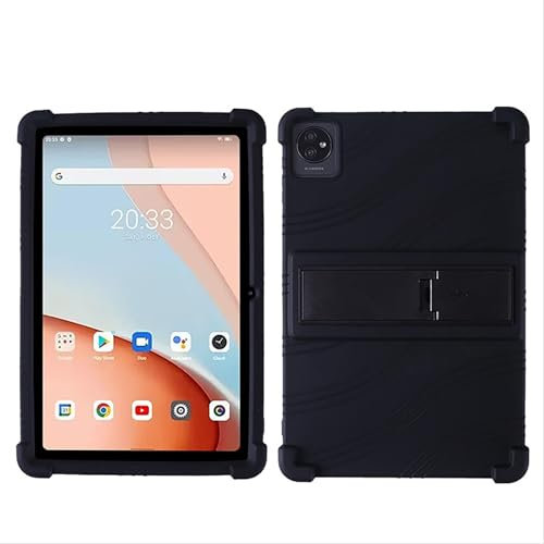 GIOPUEY Funda Compatible con Blackview Tab 70 WiFi - con Soporte - Carcasa Protectora de Silicona TPU Suave Case - Black
