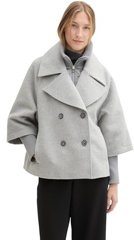 TOM TAILOR Damen 1043723 Cape Jacke, 21373-Medium Silver Grey Melange, S
