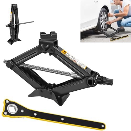 2Ton Scissor Jack for Car With Ratchet - Heavy Duty Steel 11-39cm Lifting Jack, Wind Up Tools for Van Emergency Kit, Tyre Repair Changing Tool