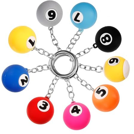 SKISUNO 9stücke Schlüsselanhänger Kleine Billardkugel Anhänger Billardkugel Geschenke Ornamente Anhänger