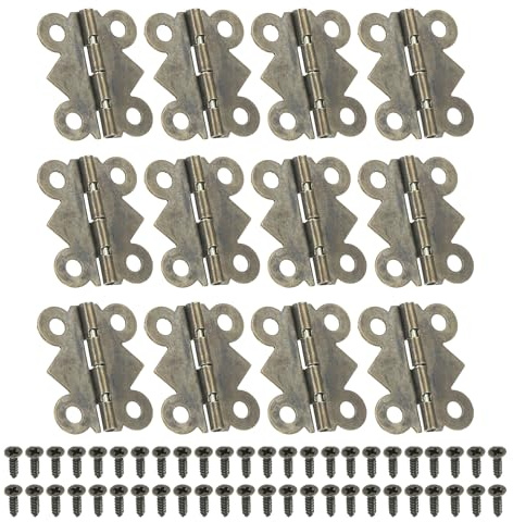 PATIKIL 12 Stück Mini Scharniere Klappbar 90 Grad 24x20mm Braun | Retro Schmetterling Scharnier Steckverbinder, Mit Schrauben, Kleine Klappscharniere, Türscharniere, Für Holzkiste Schubladen