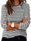 Tshirt Damen Gestreiftes Langarmshirt Damen Pulli Rundhals Langarmshirt Basic T-Shirt mit Streifen Rundhals Ausschnitt Casual Lose Hemd Pullover Oberteil Sweatshirt Bluse Tops