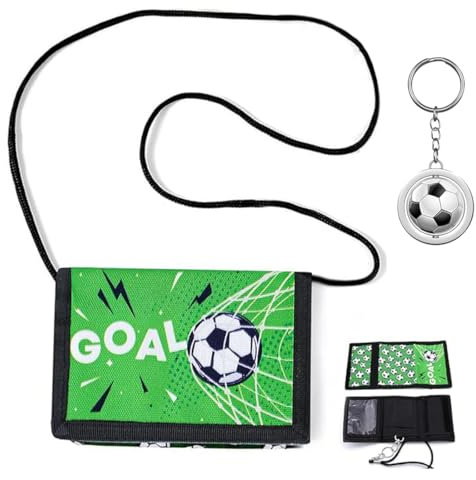 QOWUXHZ 1 Pieza Cartera Niño Monedero Infantil Carteras Para Niños Monedero De Fútbol Bolsa De Cuello Billetera De Fútbol Con Llavero De Metal De Bota De Fútbol Regalos Novedosos Para Niños