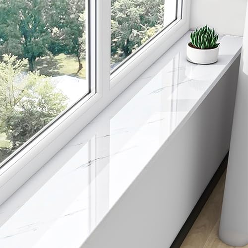 SDFVSDF Fensterbank Fensterbankverkleidung mit Fliesenoberfläche, Weißer Fensterbankkantenschutz, Feuchtigkeitsbeständige Erkerfenster-Bordsteinverkleidung für Hotels/Bars(80x15cm/31.5x5.9in)