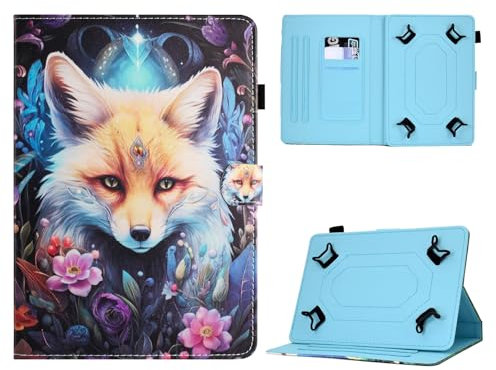 Auslbin Colorata PU Cover Universal Tablet 9.7-11 Pollici, Colorata e in Movimento, Bellissimo Motivo, Custodia per Tablet Flip Blackview/Teclast/Universal con Supporto, Volpe