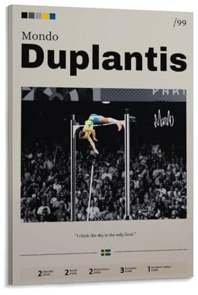 LUUJPWLN Mondo Duplantis Poster Olympiasieger Wandkunst Armand Duplantis Fan Geschenk Leinwand Poster Wandkunst Dekor Druck Bild Gemälde für Wohnzimmer Schlafzimmer Dekoration 20 x 30 cm
