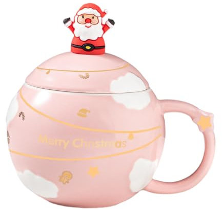 perfk Weihnachtstasse aus, Weihnachtskaffeetasse, Tischtrinkgeschirr, Urlaubsfrühstückstasse, Trinktasse, Weihnachtstasse für Männer, Frauen, Kinder, Rosa