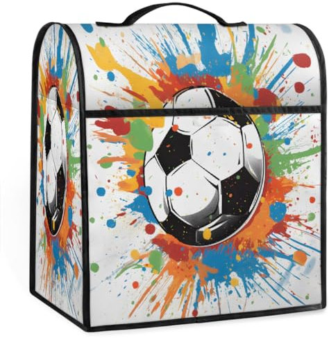 Mexpekil Tie-dye Graffiti Soccer Dust Cover for Stand Mixer Coffee Maker, Dust Protection Washable Appliance Cover with Top Handle and Pockets