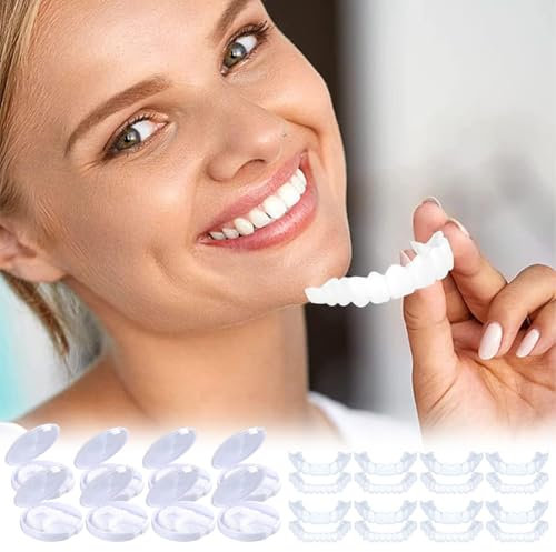 Dentier Sourire Parfait,Dentier Sourire Fausse,8 Paires Facette Prothese Dentaire,Faux Dentier Sourire Parfait,Facette Dentaire Haut Et Bas,Prothèse Dentaire Cosmétique,L Brosses Interdentaires