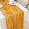 Boriad 2 Stück Mode Boho Gaze Käsetuch Tischläufer Rustikaler Durchsichtiger Läufer,Tischdecke für Hochzeit， Dekoration, Geburtstagsparty, 90 x 300 cm,Senfgelb