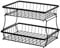HOSY 2 Tier Steel Basket, Standing Storage Rack Ideas for Fruits, Vegetables, Bread, etc. (14-inch)