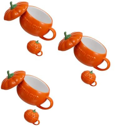 PRETYZOOM 3 Ensembles Tasse De Citrouille Tasses À Expresso Lumières De Citrouille D'halloween Café Aux Épices De Citrouille Tasse De Nouveauté Citrouille Mugs Céramique Orange 2 Pièces * 3