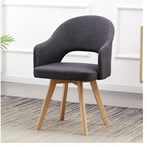 Samt-gepolsterter Drehsessel für Esszimmer mit massiven Holzbeinen für Schlafzimmer und Esszimmer