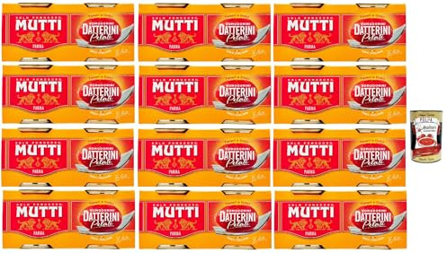 Italian Gourmet salsa datterini pomodorini pelati 24 x 220g Tomaten | Dolci e delicati, 100% italiani; geschält, saftig, ideal für Pasta, Gesamtnettogewicht 5,28 kg + Kostenlos Polpa 400g