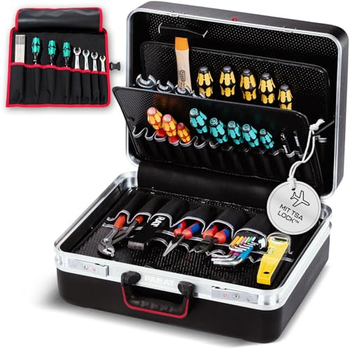 PARAT CLASSIC KingSize TSA LOCK™ | Werkzeugkoffer leer gross | Werkzeugbox | Mit 50 Einsteckfächern | Inkl. BASIC Roll-Up Case 8 | Werkzeugkiste mit 36 L Volumen | Werkzeugkasten leer | Tool box