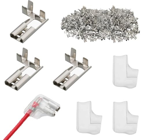 120 Stück Kabelschuhe Flachstecker,4.8mm 90° Abgewinkelt Mit 120 Isoliert Flachsteckhülsen,Spade Connectors Crimpklemme,Schrumpf Flachsteckhülse,für Geräte Schalter Quad Roller Boot Haushaltsgeräte