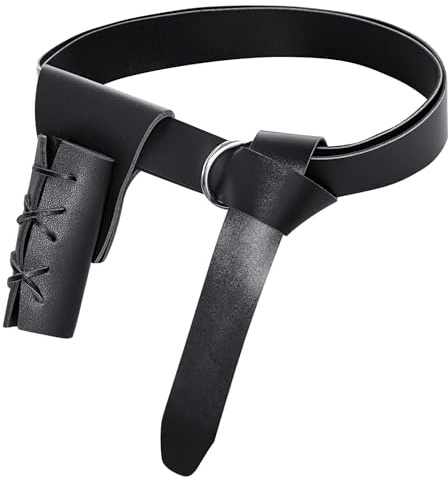 IHLOOTD Mittelalter Gürtel Zubehör 2 Stück Mittelalterlicher Ledergürtel Renaissance Gürtel Schwert Holster Gurtel für Cosplay, Karneval, Piraten Kostüm Zubehör, Wikinger Kostüm Accessoires