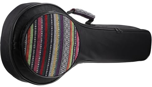 Baluue Portable Nylon Mandolin Bag with Double-shoulder Straps, Padded Ethnic Style Mandolin Carrying Case for Musical Instrument Storage and Travel Random Color
