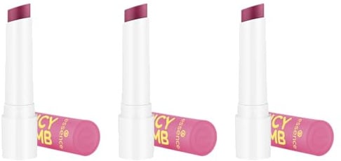 essence JUICY BOMB glossy butter balm, Lippenbalsam, Nr. 08, Rot, natürlich, glänzend, strahlend frisch, vegan, ohne Parabene, ohne Mikroplastikpartikel, Nanopartikel frei, 3er Pack (3x2.5g)