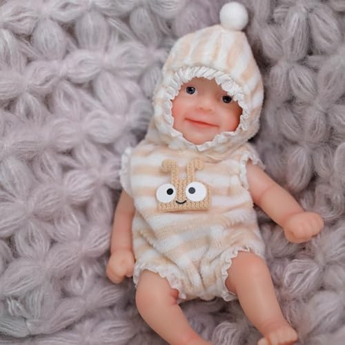 Lonian 4,5 Zoll Mini Reborn Baby Mädchen Ellie, realistische Silikon Mini Puppe, Stressabbau für Kinder, ADHS, Autismus, ältere Menschen, trauernde Mütter (Maddie)