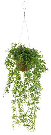 artplants.de Künstliche Blumenampel Johanna, Efeu, grün, 50cm - Deko Kletterpflanze - Kunst Hängepflanze