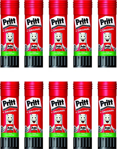 Pritt Klebestift, auswaschbar, ablösbar, ohne Lösungsmittel (10 Stück, 22g Transparent)