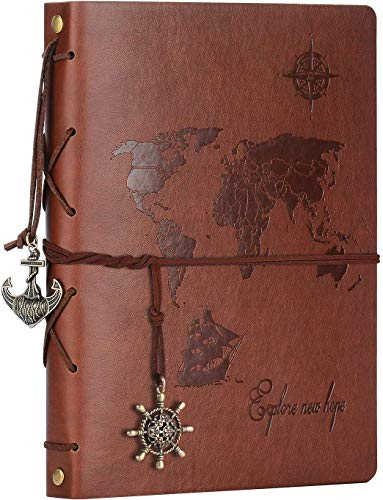 ZEEYUAN Fotoalbum Scrapbook zum Selbstgestalten Weltkarte Leder Fotobuch 60 Seiten mit Fotoecken als Geschenk zum Geburtstag für Paare Freunde