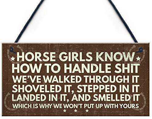 RED OCEAN Horse Signs Funny Hanging Plaque Horse Signs For Bedroom Signs About Horses Keepsake Gift