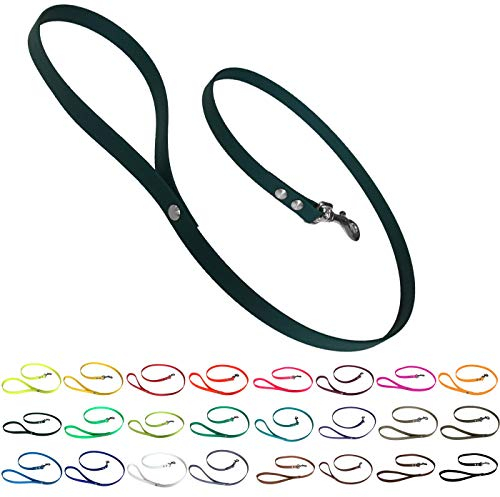 bio-leine Führleine Hundeleine mit Handschlaufe aus Biothane, 19mm breit, schmutz- und wasserabweisend, Leine für Hunde, 1,20 m Dunkelgrün