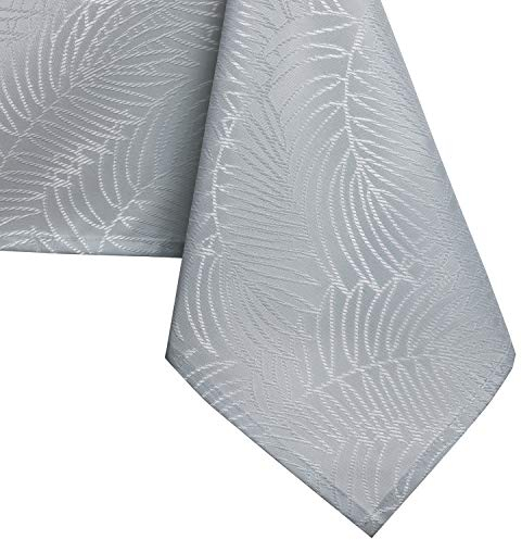 AmeliaHome Tischdecke rund 140x140 cm Tischtuch Tafeldecke Fleckschutz Lotuseffekt Abwaschbar Wasserabweisend Ornament Gaia Silber