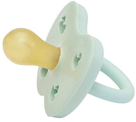 HEVEA Farbiger Naturkautschuk Schnuller mit natürlichen Farbstoffen, auf Pflanzenbasis, kunststofffrei, BPA-frei & für Lebensmittelkontakt zugelassen (0-3 Monate Runde Saugerform, Mellow mint)