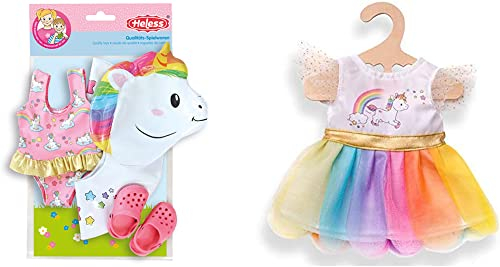 Heless 66 - Schwimmset für Puppen, Einhorn Henri, Größe 35-45 cm & 2850 - Kleid für Puppen, Einhorn Henri, Größe 35-45 cm