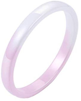 Joielavie 3MM Demi Jonc Anneau pour Femme Fille en Céramique Blanche Rose Couleur Dégradé Bicolore Lisse Bijoux Créative Cadeau Taille 57